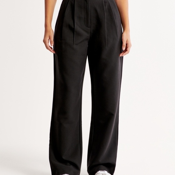 Abercrombie & Fitch Curve Love Sloane Tailored Black Wide Leg Pants - Picture 1 of 5